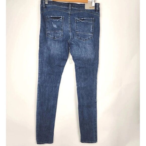 Denim 1982 Medium Wash Stretch Distressed Patchwork High Rise Skinny Jeans sz 11 - Picture 5 of 6